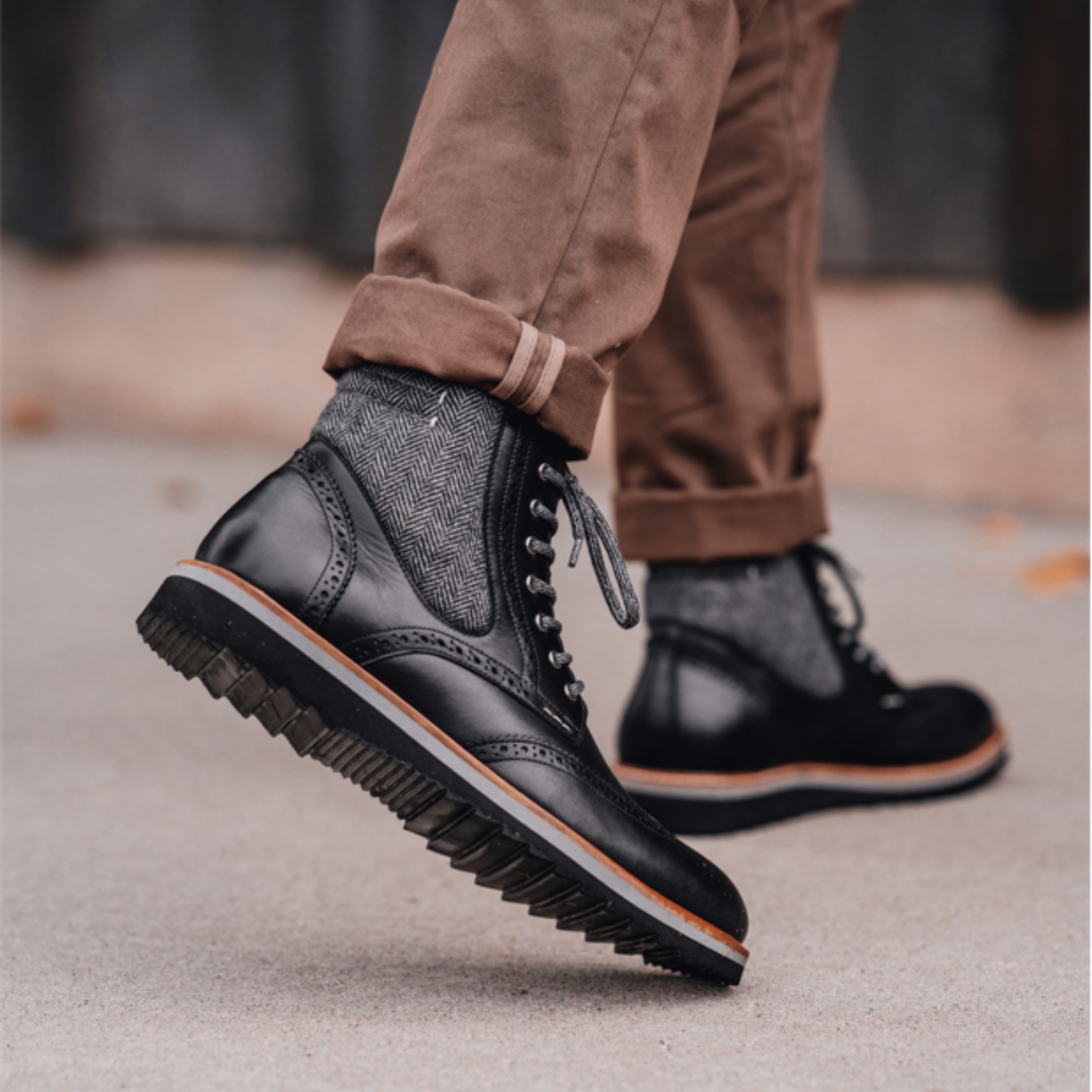 Leather wingtip boots discount